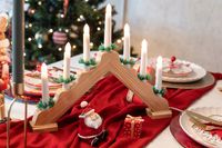 ŚWIECZNIK ADWENTOWY drewniany brązowy 7 lampek LED DEKORACYJNY lampki