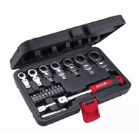 KLUCZE KĄTOWE Z GRZECHOTKĄ, DEDRA 17L5001, 6-19MM, CRV, 20SZT, WYMIENNE GŁOWICE