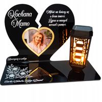 WIECZNY ZNICZ SOLARNY LED Ze Zdjęciem Cmentarz dla Mamy Taty Babci