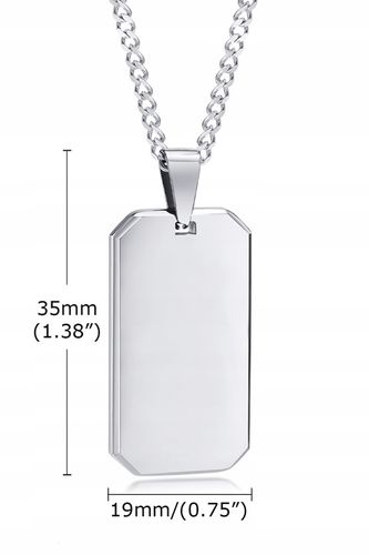 NIEŚMIERTELNIK MĘSKI Z GRAWEREM SREBRNY ŁAŃCUSZEK PANCERKA STAL NA PREZENT na Arena.pl