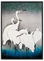 Plakat stado ptaków japońskie plakaty 61x91 cm w czarnej ramie