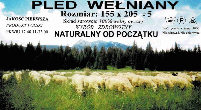Koc wełniany z frędzlami 100% WEŁNA mała krata brązowa zdjęcie 5