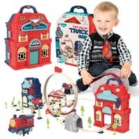 Kolejka elektryczna dla dzieci 2w1 składana w walizce 129 el Pociąg Kolejka