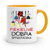 Dla Sprzątaczki Kubek Żółty Na Prezent Urodziny Z Nadrukiem Ze Zdjęciem