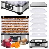 SUSZARKA DO GRZYBÓW OWOCÓW WARZYW ZIOŁ 6 TAC LCD + TIMER INOX MOC 450W
