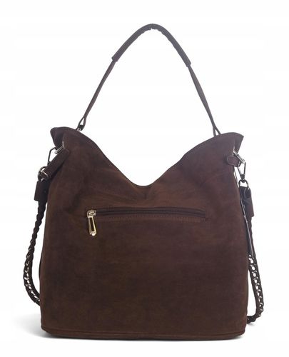 Flora&Co Paris Czekoladowa zamszowa torebka Worek Łańcuszek + Pasek Zamsz na Arena.pl