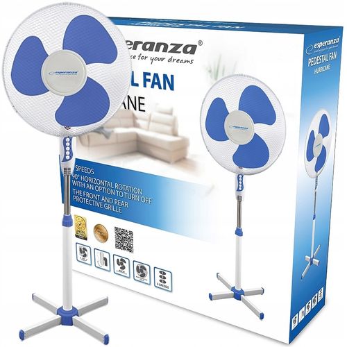 WENTYLATOR 16'' STOJĄCY HURRICANE BIAŁO-NIEBIESKI ESPERANZA EHF001WB na Arena.pl