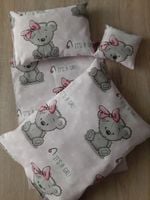 Pościel dla lalki do wózka kołyski 4 elementy miś misio misiu