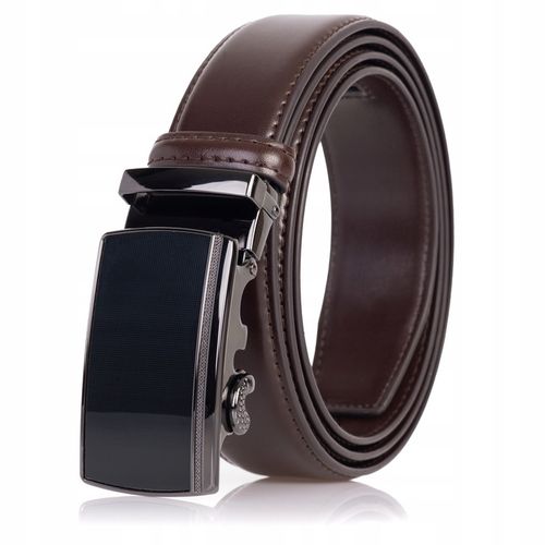 Pasek SKÓRZANY Męski Automat CIEMNY BRĄZOWY spodni na Arena.pl