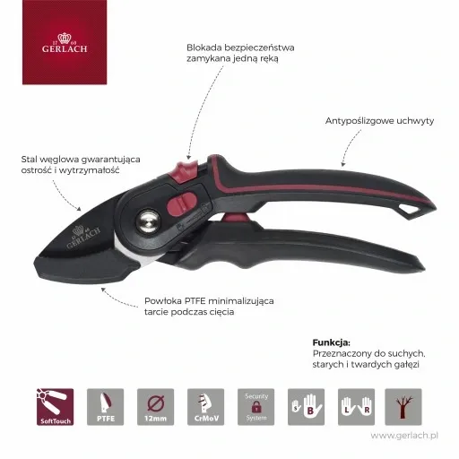 MAŁY SEKATOR OGRODNICZY ręczny Gerlach nożycowy zdjęcie 5