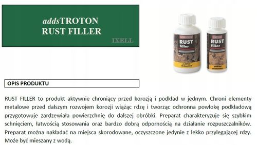 RUSTFILLER neutralizator rdzy + podkład z pędzelkiem 250 ml TROTON 648 na Arena.pl
