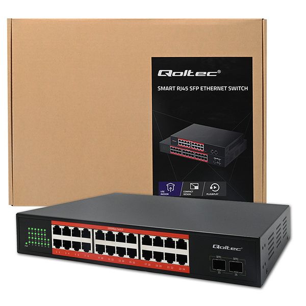 Qoltec SWITCH Gigabit Ethernet PoE 24xRJ45 1000Mb/s zdjęcie 12