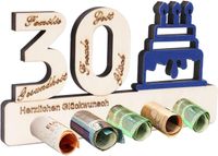 Drewniany Prezent na 30 Urodziny Księga Gości na Pieniądze 11x22 cm