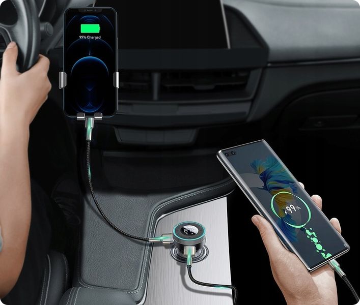 BASEUS TRANSMITER FM BLUETOOTH ŁADOWARKA SAMOCHODOWA USB 2.4A PD TF AUX zdjęcie 12