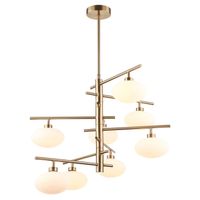 LAMPA sufitowa FIORENZO MDM3661-8 BRO+W Italux metalowa OPRAWA szklana kulista sticks cumulus mosiądz biała