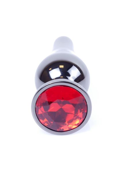Plug-Jewellery Dark Silver Butt Plug- Red zdjęcie 1