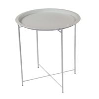 Stolik kawowy okrągły z tacą w kolorze białym, metalowy, składany TAB160W