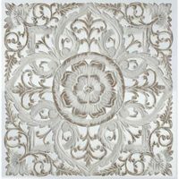 Dekoracja ścienna DKD Home Decor Biały Mandala Drewno MDF (60 x 2 x 60 cm)