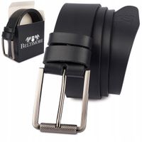 Pasek męski skórzany premium szeroki 4 cm klasyczny czarny licowy Beltimore