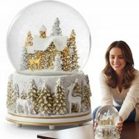 Kula szklana z pozytywką świąteczna biało złota zimowa pozytywka figurka