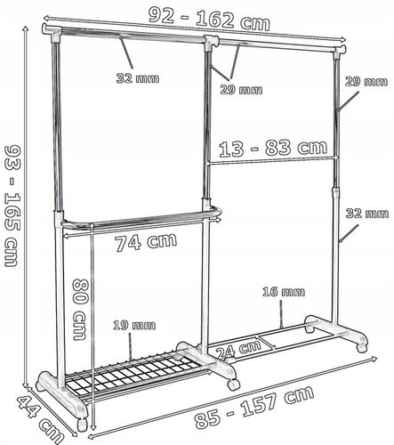 WIESZAK NA UBRANIA BUTY KÓŁKACH STOJĄCY STOJAK SKANDYNAWSKI BIAŁY na Arena.pl