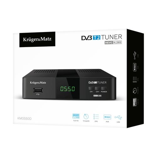 Tuner DVB-T2 H.265 HEVC Kruger&Matz HDMI SCART PVR EPG USB dekoder na Arena.pl