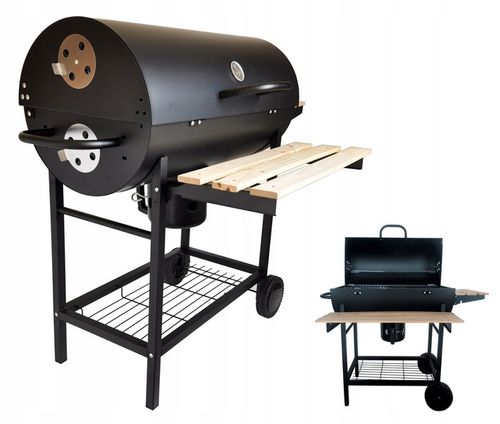 GRILL OGRODOWY DUŻY BBQ WĘGLOWY 3 RUSZTY Z POKRYWĄ TERMOMETR 71x36 cm RUSZT na Arena.pl