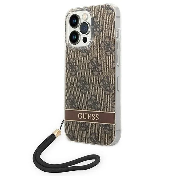Etui Guess 4G Print Strap na iPhone 14 Pro Max - brązowe zdjęcie 1