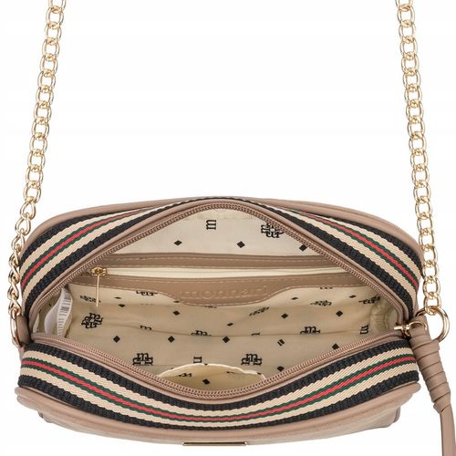 Torebka Damska Listonoszka MONNARI Camel BEŻ ZAMSZ Logo PASEK REGULOWANY na Arena.pl