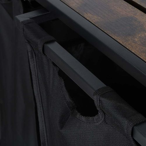 Kosz na Pranie Bieliznę 2 Komory z Drewnianą Półką Blatem Pojemnik Loft 92L na Arena.pl