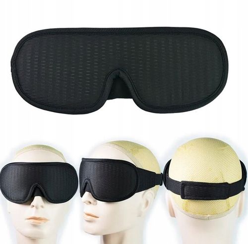 OPASKA NA OCZY DO SPANIA MASKA 3D REGULOWANA LEKKA 100% ZACIEMNIENIA CZARNA na Arena.pl