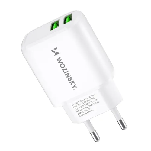 ładowarka sieciowa wozinsky cuwcw 2,4a 2 x usb-a - biała na Arena.pl