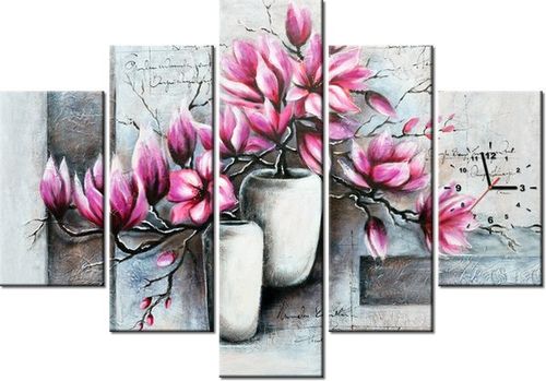 105CM 150CM ZEGAR 5 ELEM MAGNOLIE WAZONACH DRUK OBRAZ na Arena.pl