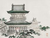 Plakat 20x15cm Japanese Architecture, Bairei Japoński Vintage do Salonu