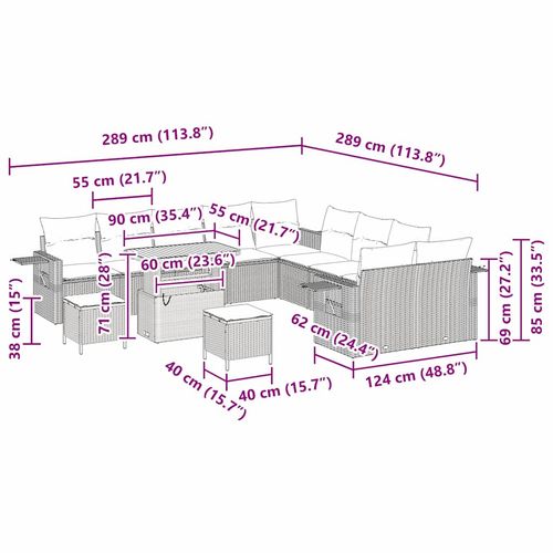 Zestaw Sof na Ogród 13 pcs Beżowy polirattan na Arena.pl
