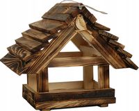 DUŻY Karmnik dla ptaków DREWNIANY XXL Opalany