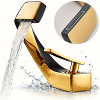 Bateria umywalkowa łazienkowa kuchenna nablatowa stojąca Kran Czarno złota