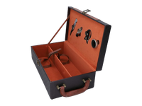 Walizka na Wino z Akcesoriami Brązowa na 2 Butelki Zestaw Prezentowy