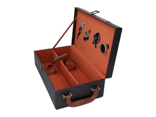 Walizka na Wino z Akcesoriami Brązowa na 2 Butelki Zestaw Prezentowy na Arena.pl