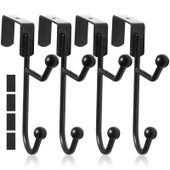 Wieszak na Drzwi Zestaw 4 Sztuk Podwójne Haczyki Czarne Metalowe 6.8kg