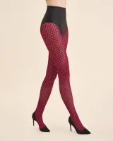 Rajstopy w serca 60 DEN romantyczny wzór miękkość Cherie bordo 3-M