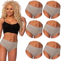 6X Majtki BAWEŁNA gładkie wysoki stan SZARE Bawełniane Figi Damskie M