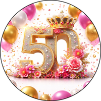 Opłatek na tort  Urodziny 50 Okazjonalny