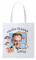 Donald Tusk Platforma Torba Eco Biała Shopper Z Nadrukiem Ze Zdjęciem