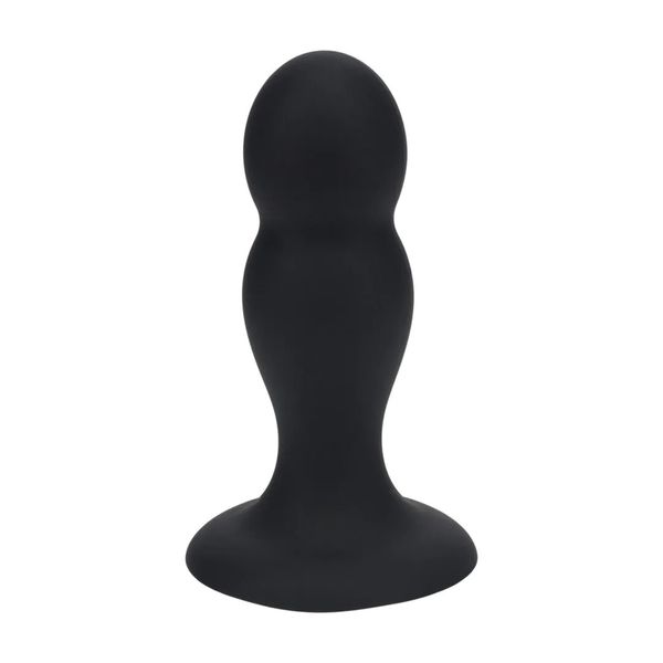 Double Rattle Liquid Silicone Anal Plug - M - Black zdjęcie 1