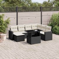 8-cz. zestaw wypoczynkowy do ogrodu, z poduszkami, czarny