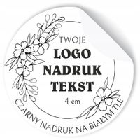 Naklejki z LOGO ETYKIETY REKLAMOWE twój nadruk grafika tekst 4 cm 500 szt