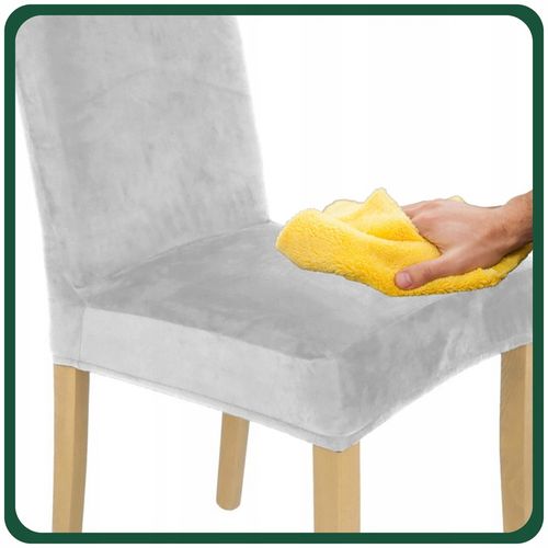 ZESTAW 6 SZT. POKROWCE POKROWIEC NA KRZESŁO JASNY SZARY WELUR ELASTYCZNY na Arena.pl