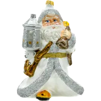 Bombka choinkowa szklana: Święty Mikołaj z latarenką: biały