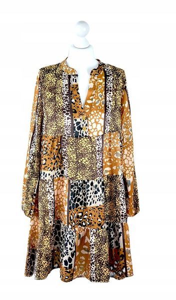 ELEGANCKA SUKIENKA trapezowa luźna dekolt V zdjęcie 3